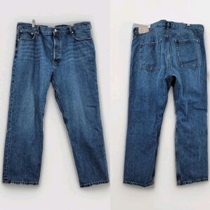 Everlane The Relaxed Straight Fit Jeans Size 33 Blue 100% Organic Cotton Denim